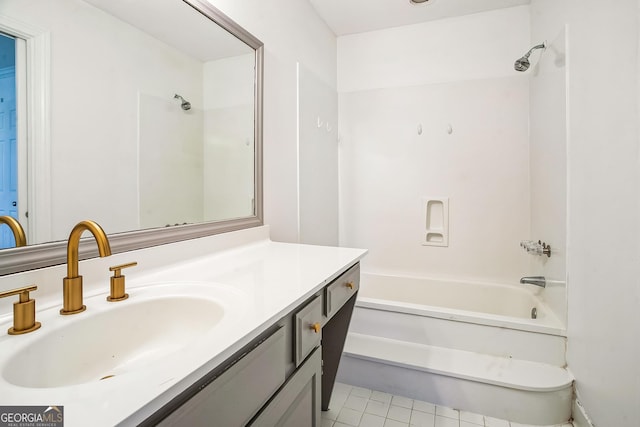 bathroom featuring shower / bathing tub combination and vanity