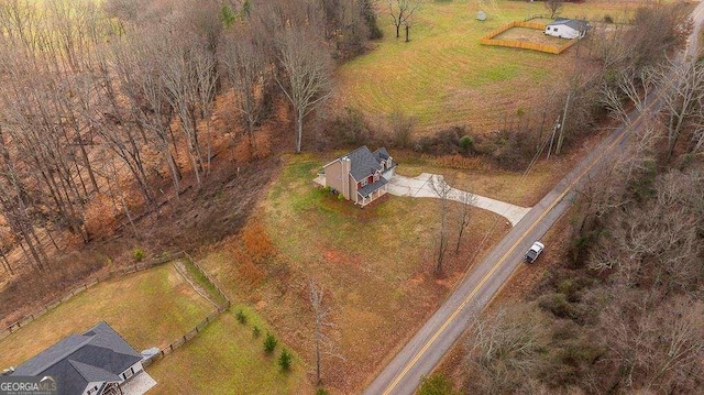 aerial view with a rural view