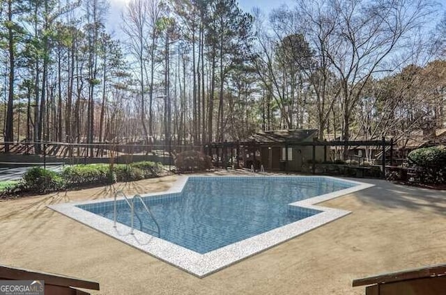 view of swimming pool with a patio area