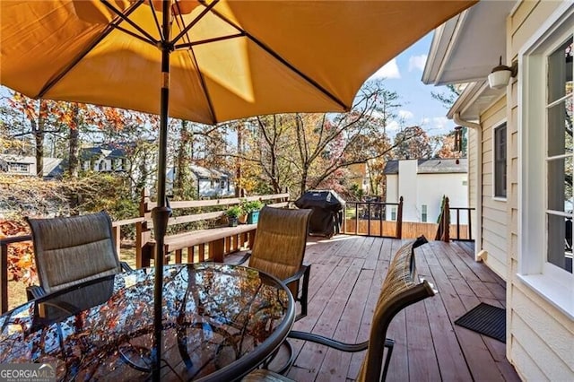 deck featuring grilling area