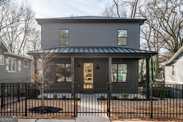 modern farmhouse style home featuring a porch