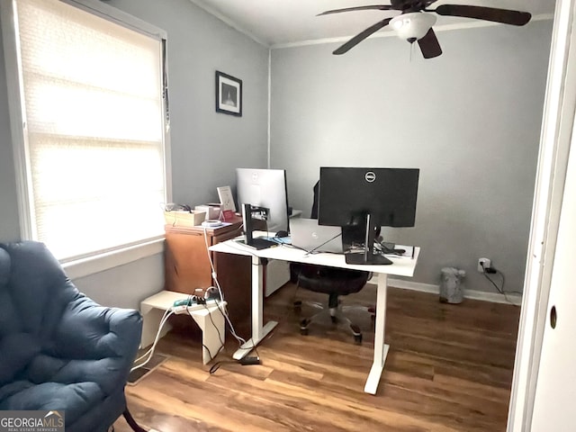 office with hardwood / wood-style flooring