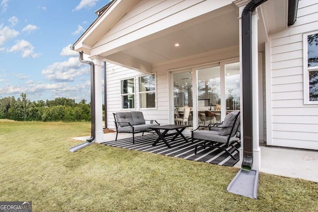 view of patio featuring an outdoor hangout area