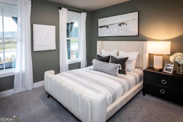 bedroom featuring carpet flooring and multiple windows