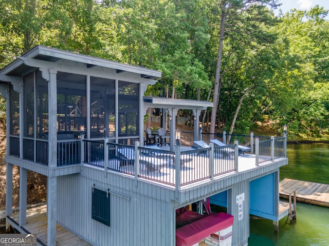 dock area featuring a water view