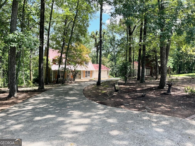 exterior space with a garage