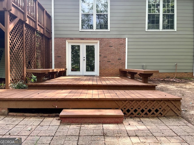 wooden terrace with french doors