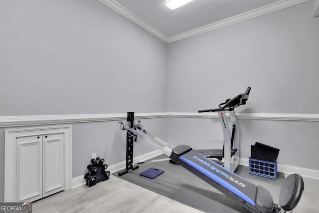 exercise area with ornamental molding