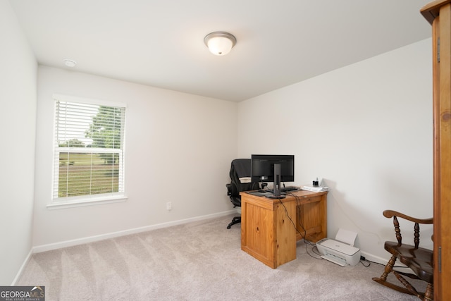 view of carpeted office space