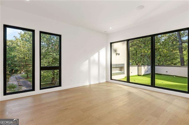 spare room with light wood-type flooring and a healthy amount of sunlight