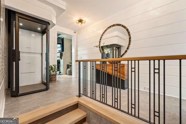 211 N Esplanade, Alpharetta, GA 30009 - staircase with wooden walls