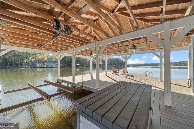 view of dock featuring a water view