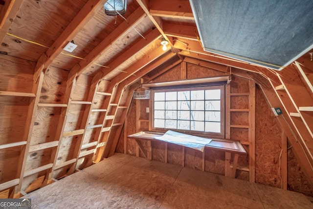 view of unfinished attic