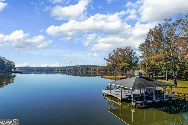 view of dock featuring a water view