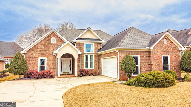 front of property with a garage