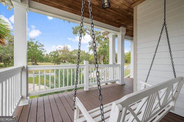 deck featuring a porch