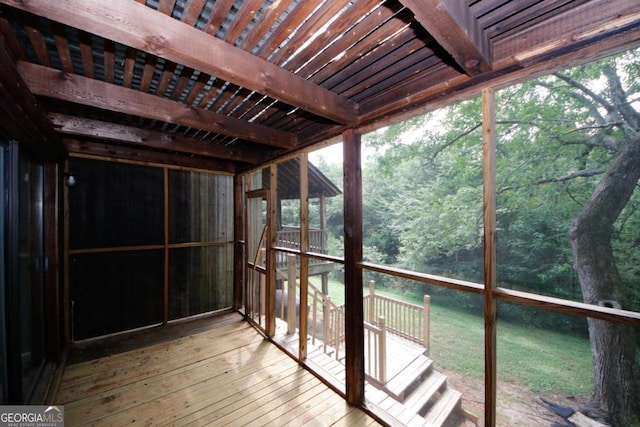 view of unfurnished sunroom