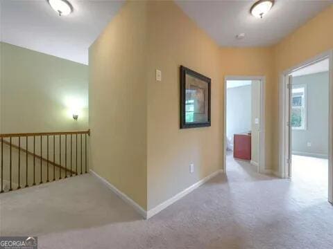 hallway with carpet flooring