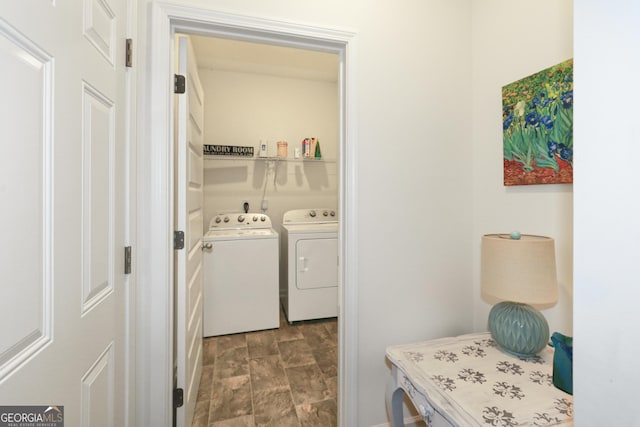 clothes washing area featuring washing machine and dryer