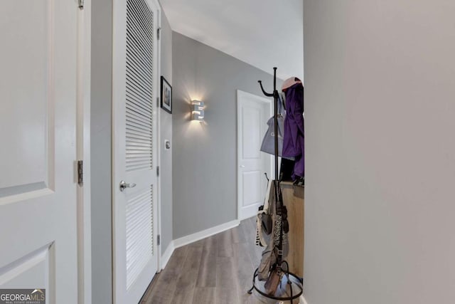 hall featuring wood-type flooring