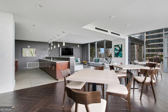 view of tiled living room