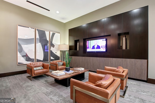 view of carpeted home theater room