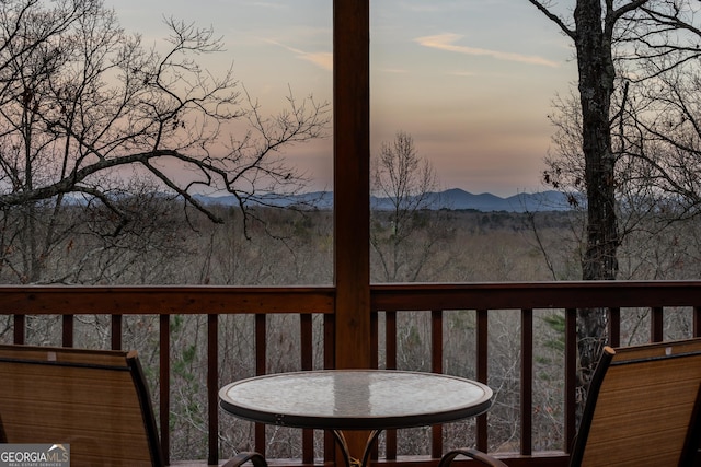 deck with a mountain view