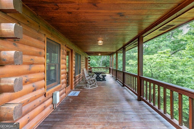 deck with covered porch