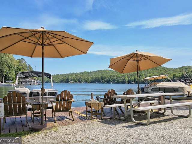 dock area featuring a water view