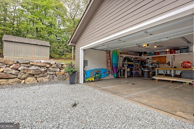 garage with a garage door opener