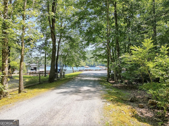 view of road featuring a water view