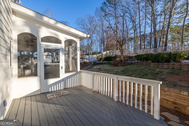 deck featuring a sunroom