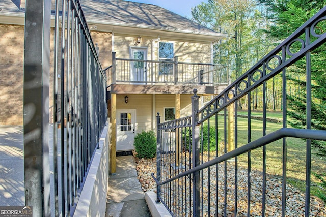 exterior space with a balcony