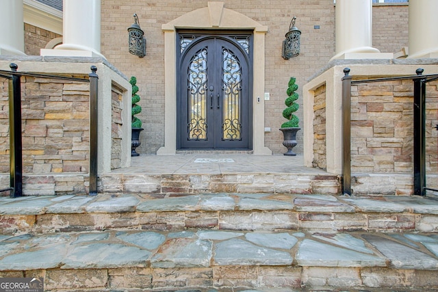 property entrance with french doors