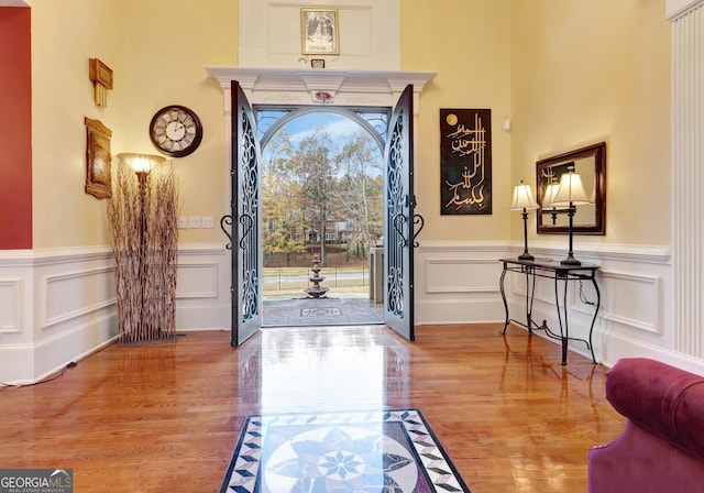 entryway with light hardwood / wood-style flooring