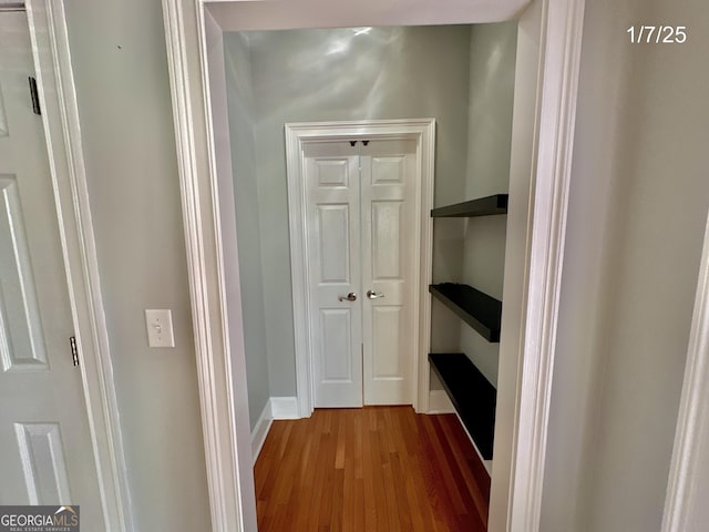 hall featuring light wood-type flooring