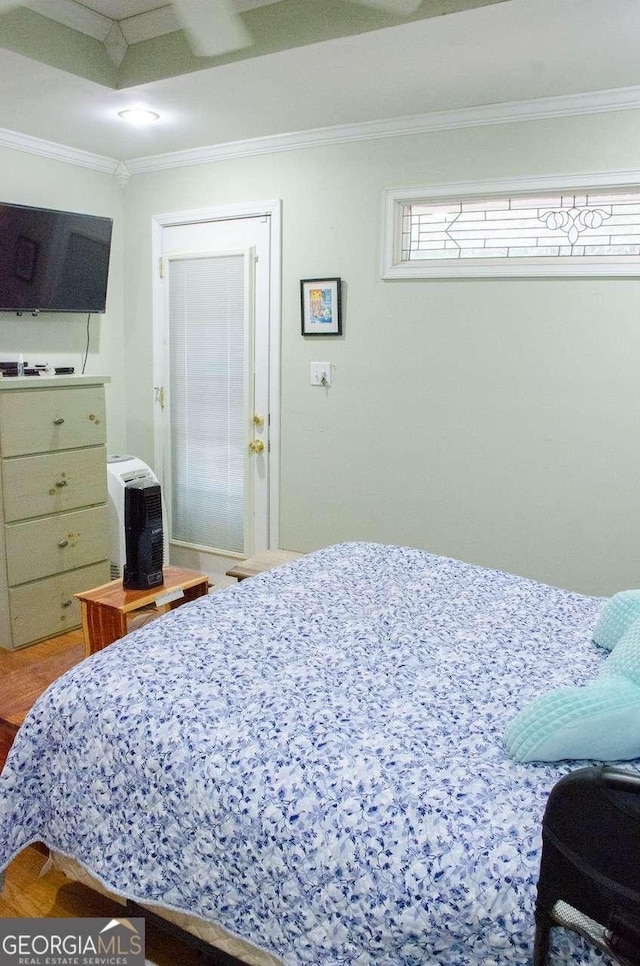 bedroom with ornamental molding