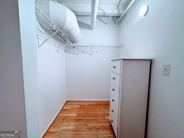 spacious closet featuring light hardwood / wood-style floors