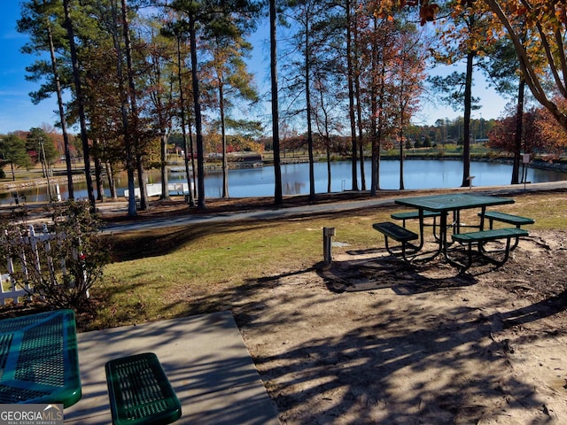 view of property's community with a water view