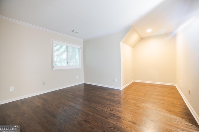 interior space featuring wood-type flooring and ornamental molding