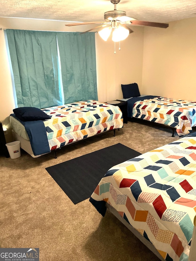 bedroom featuring carpet flooring and ceiling fan