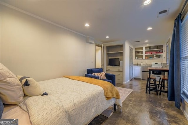 bedroom featuring crown molding