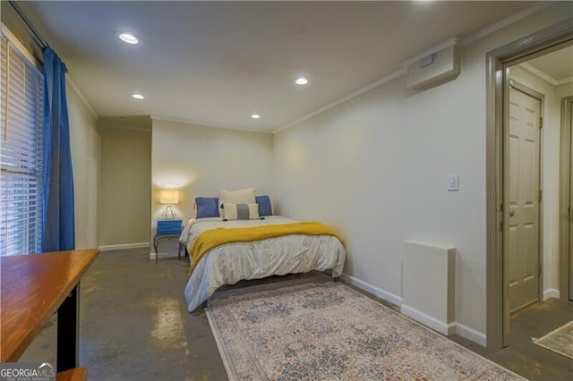 bedroom featuring ornamental molding