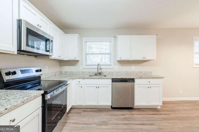 kitchen with white cabinetry, sink, and appliances with stainless steel finishes