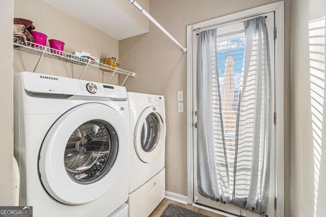 laundry room featuring washer and dryer