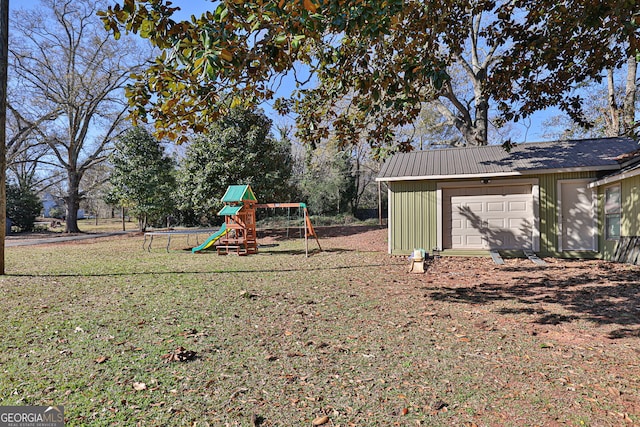 view of play area with an outdoor structure