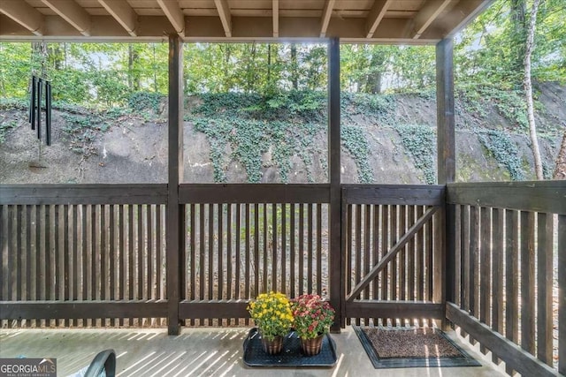 view of unfurnished sunroom