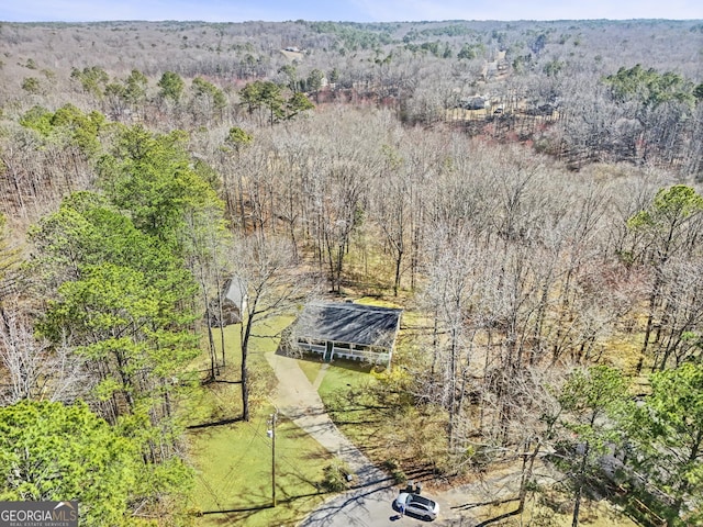 bird's eye view with a view of trees