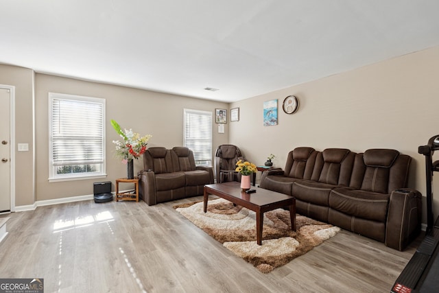 living room featuring light hardwood / wood-style floors