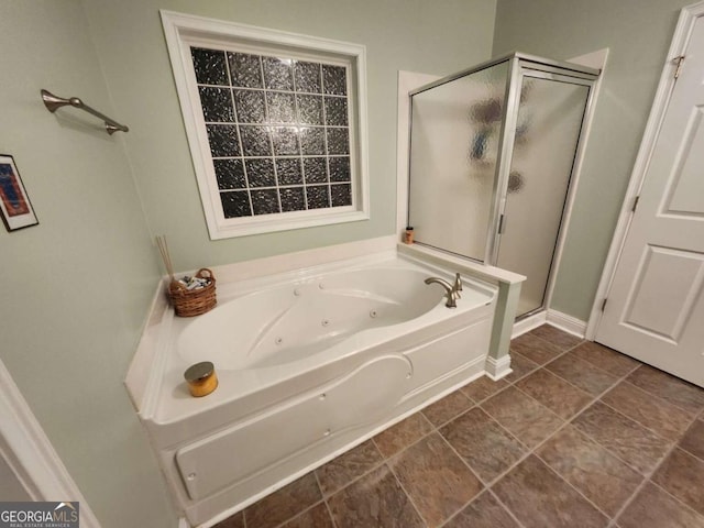 bathroom with plus walk in shower